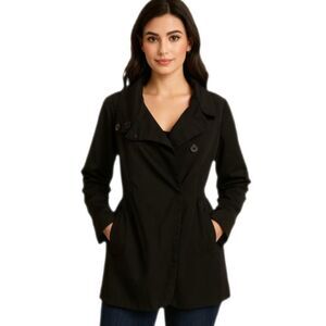 bebe Black Tailored Coat Jacket Chic Classic — Size M